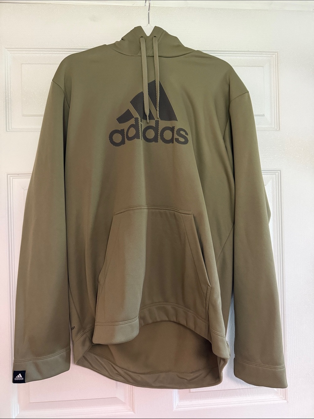 adidas Olive Green Pullover Hoodie with Black Logo